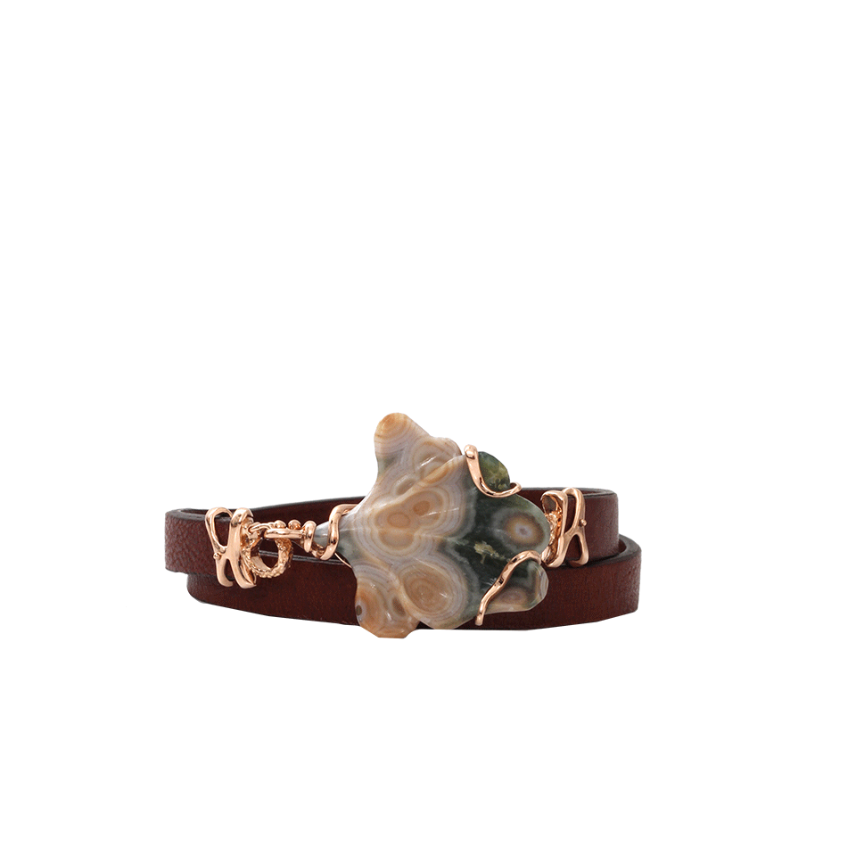 FEDERICA RETTORE-Petalo Leather Wrap Bracelet-ROSE GOLD