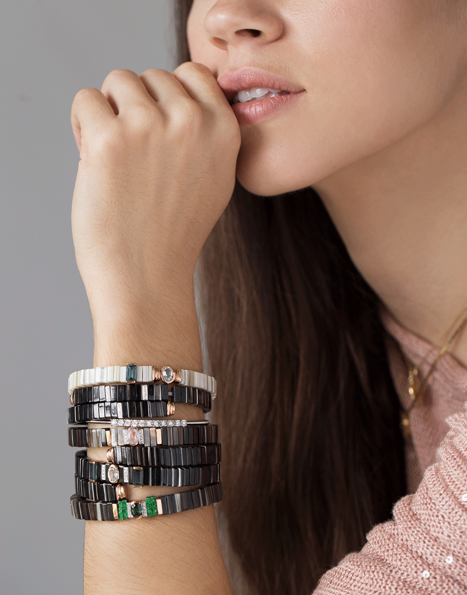 FEDERICA RETTORE-Pop Horn Diamond and Black Zebu Horn Bracelet-ROSE GOLD