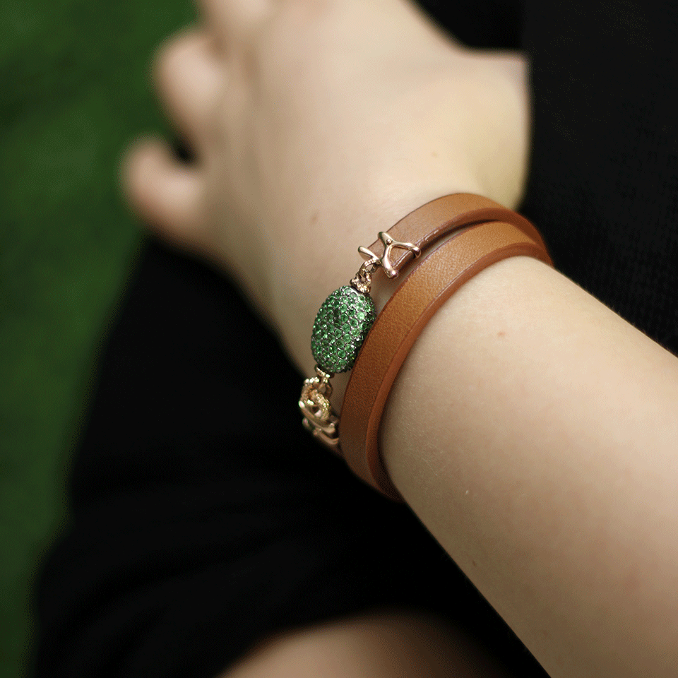 FEDERICA RETTORE-Tsavorite Wrap Bracelet-ROSE GOLD