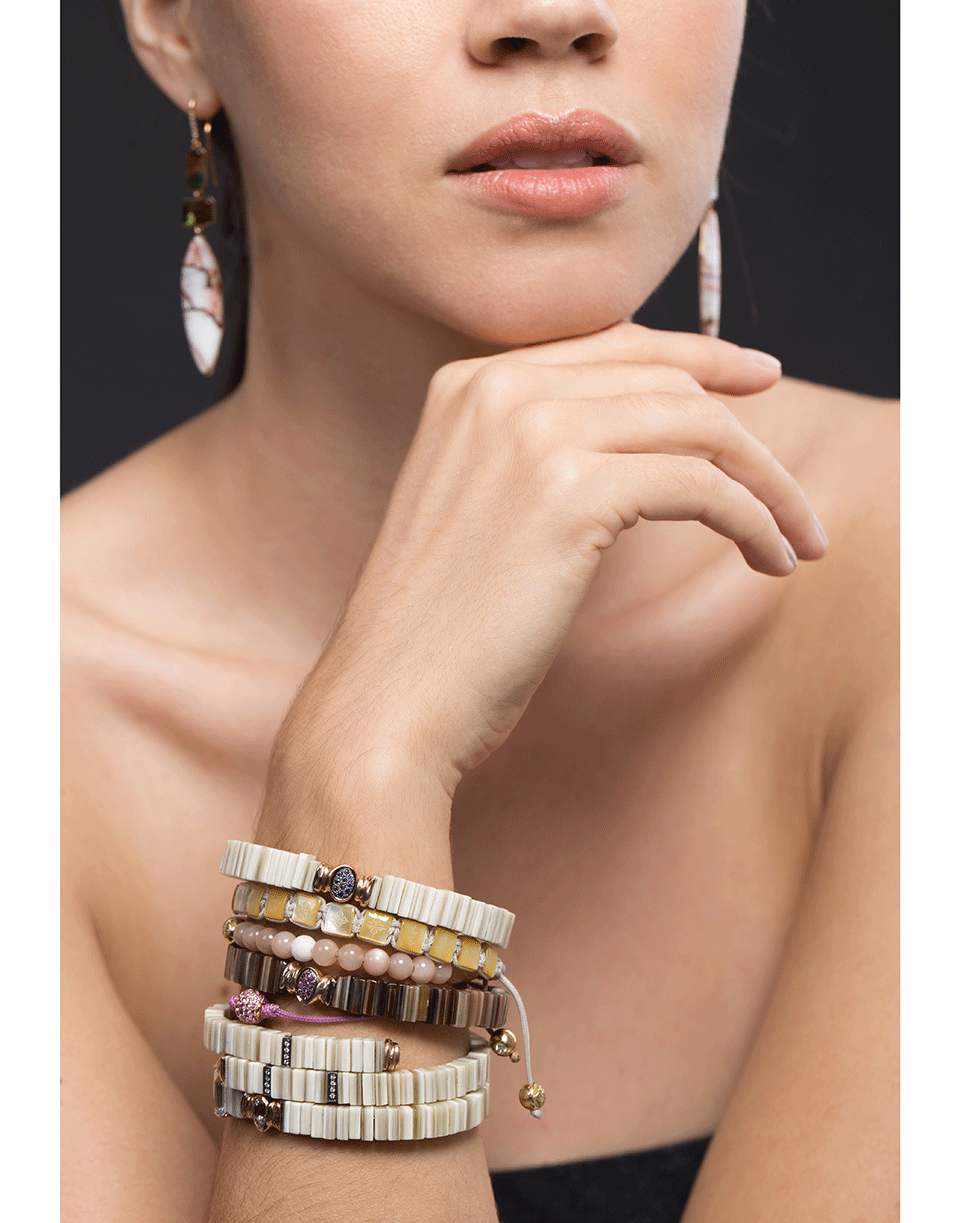 FEDERICA RETTORE-White Zebu Horn Blue Sapphire Bracelet-ROSE GOLD
