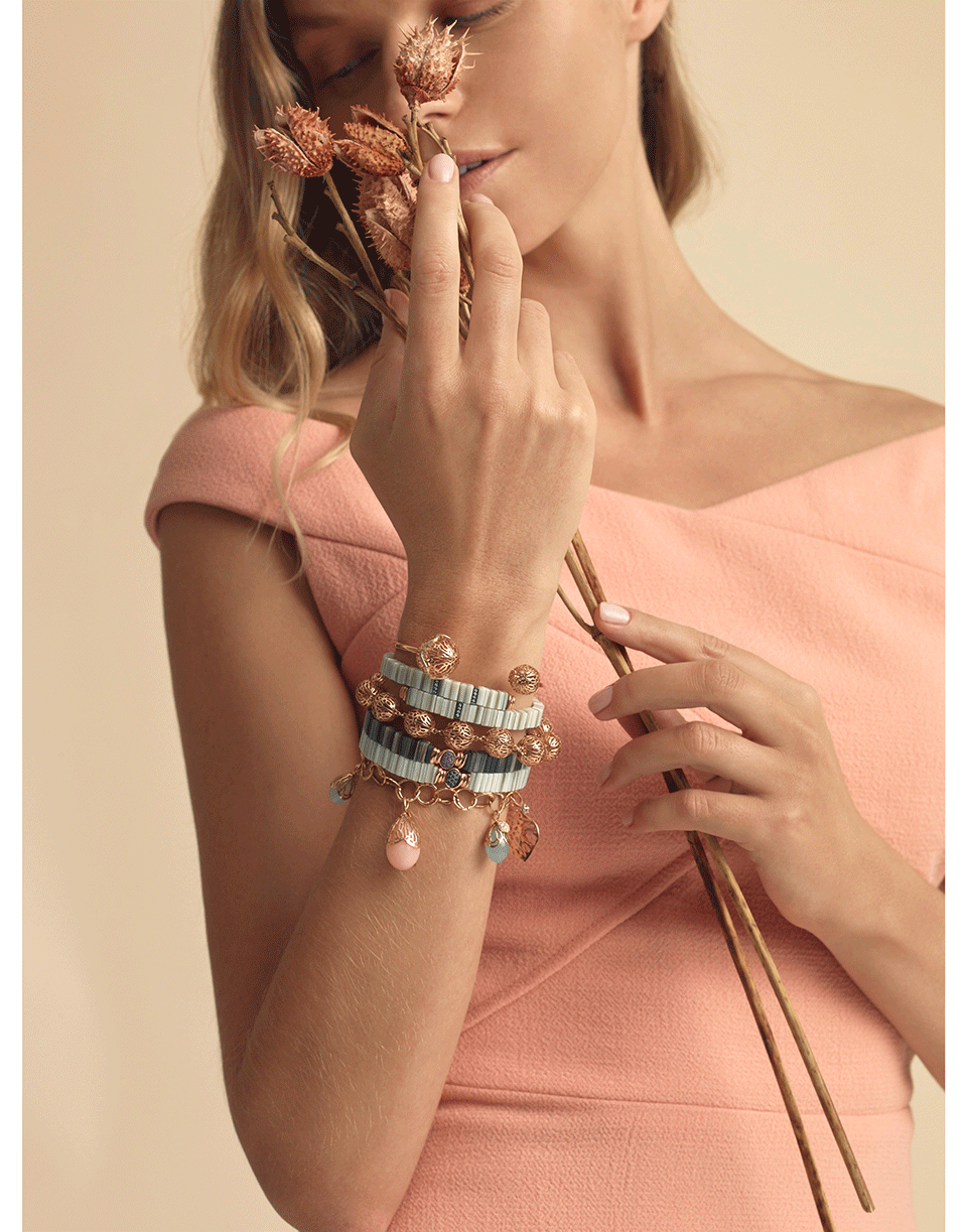 FEDERICA RETTORE-White Zebu Horn Blue Sapphire Bracelet-ROSE GOLD