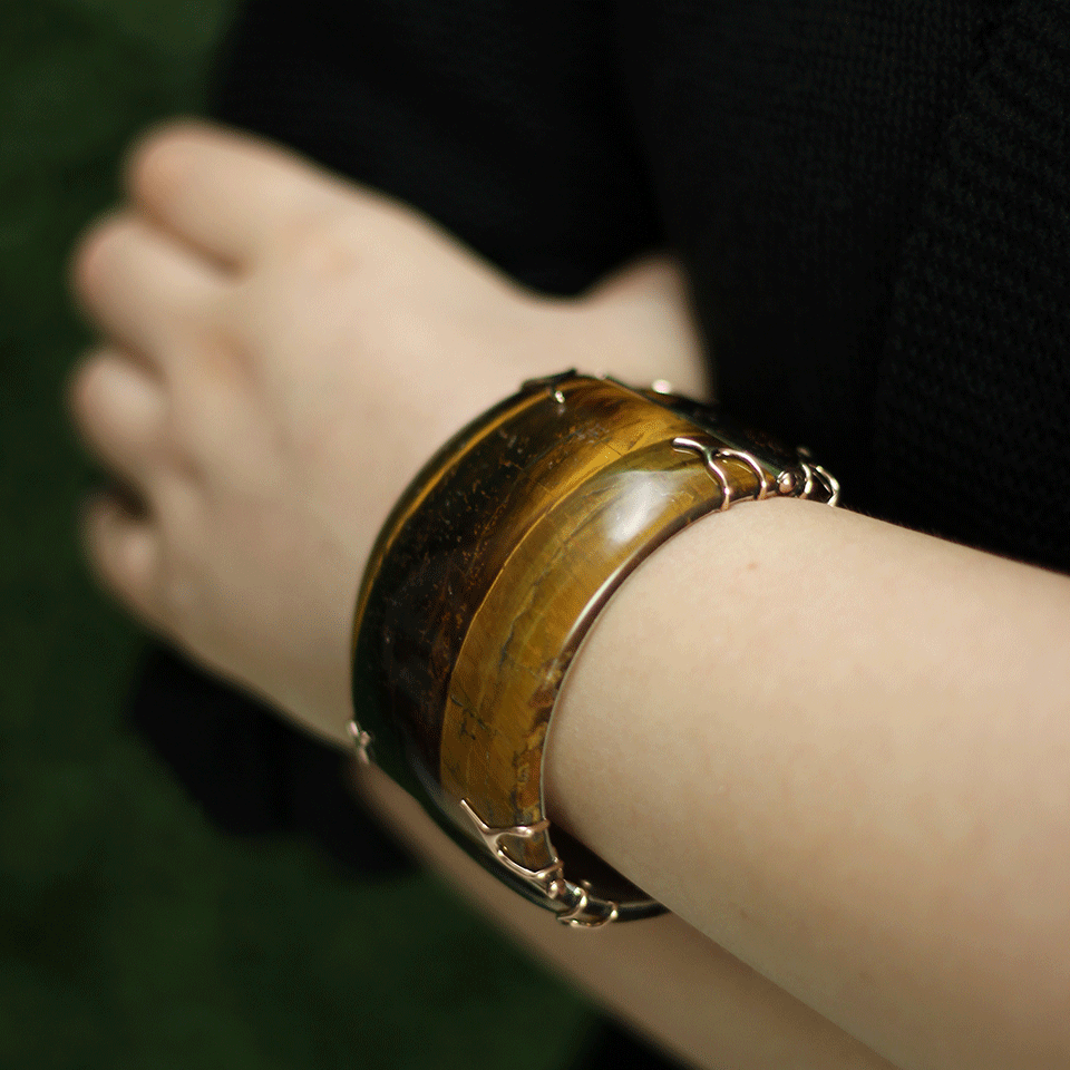 FEDERICA RETTORE-Tigers Eye Cuff Bracelet-ROSE GOLD