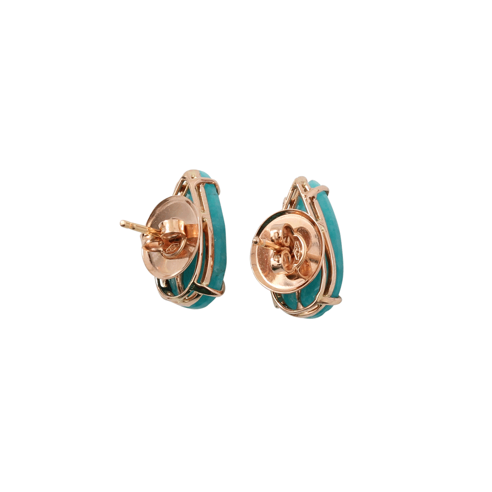 FEDERICA RETTORE-Amazonite Stud Earrings-ROSE GOLD