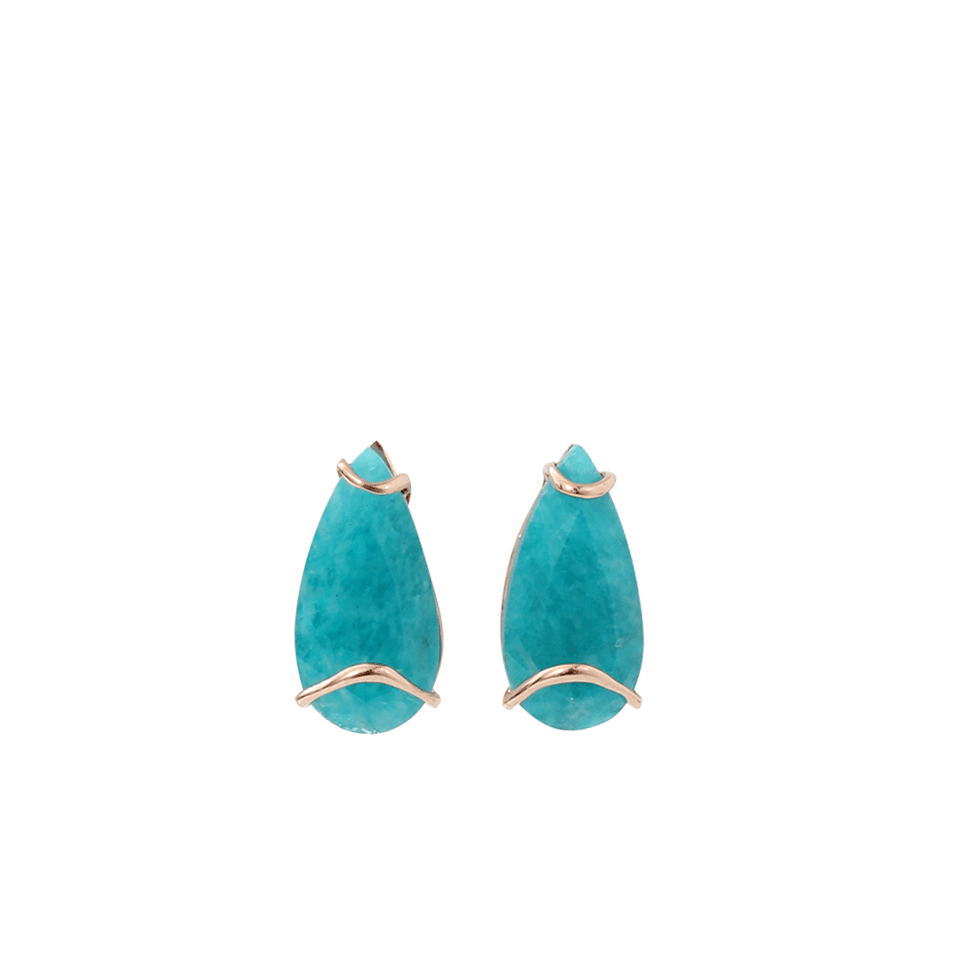 FEDERICA RETTORE-Amazonite Stud Earrings-ROSE GOLD