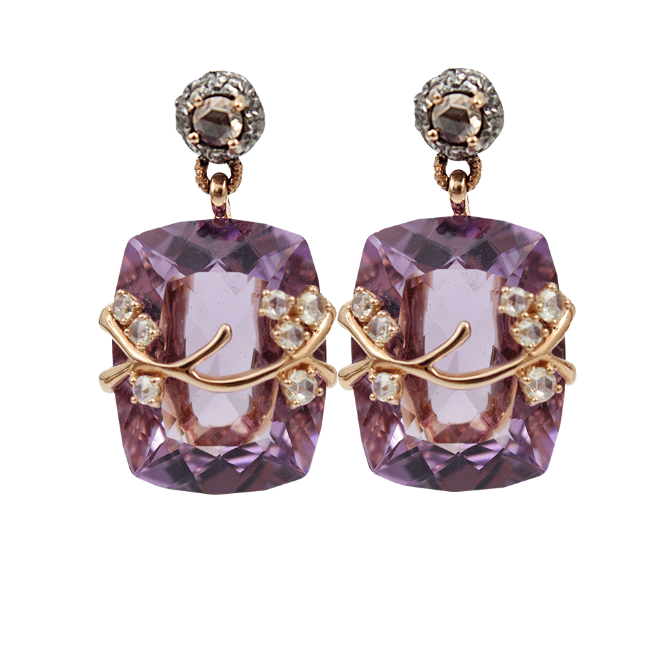 FEDERICA RETTORE-Amethyst Drop Earrings-ROSE GOLD