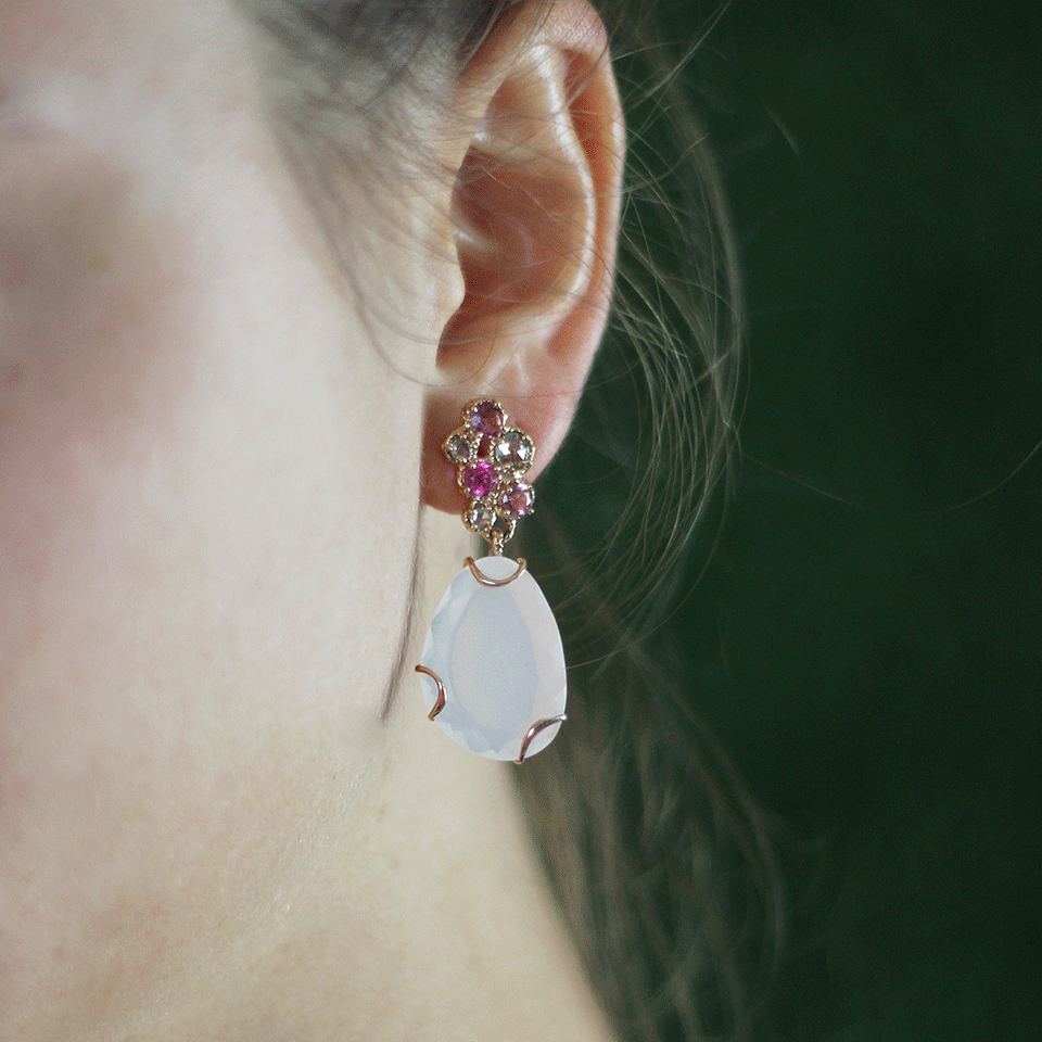 FEDERICA RETTORE-Boccilo Milky Quartz Earrings-ROSE GOLD
