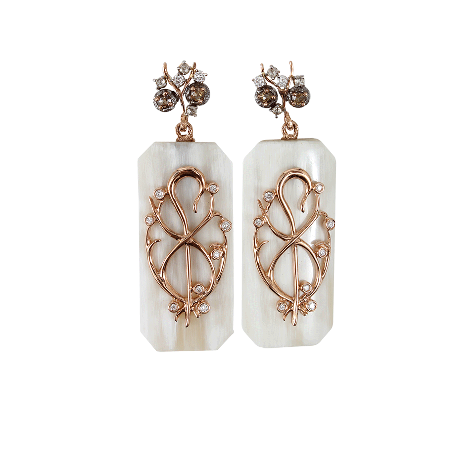 FEDERICA RETTORE-Dawn White Zebu Horn Earrings-ROSE GOLD
