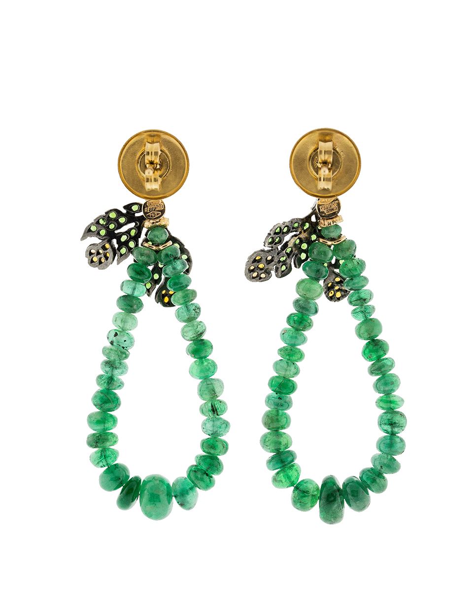 FEDERICA RETTORE-Emerald Bead Earrings-ROSE GOLD