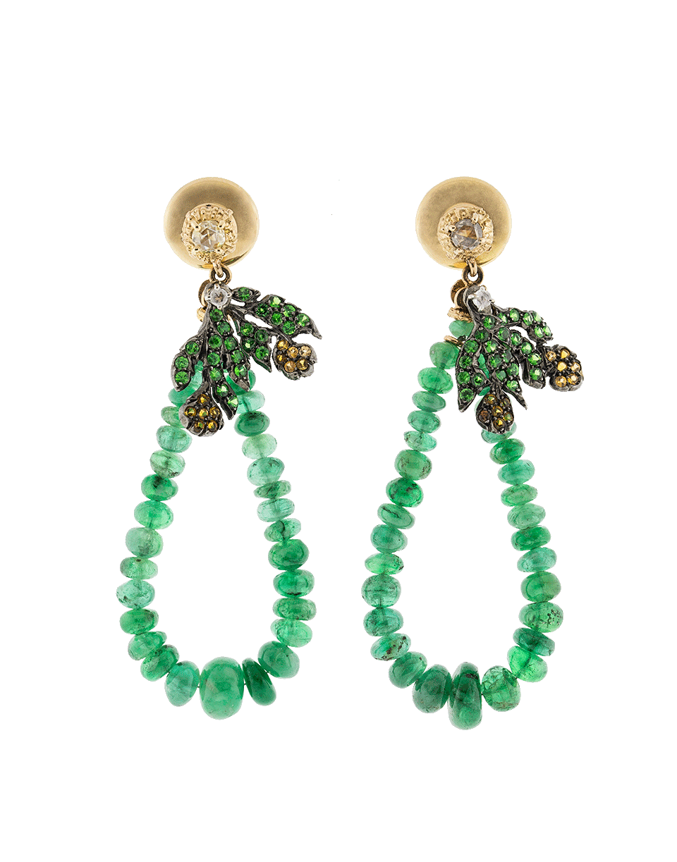 FEDERICA RETTORE-Emerald Bead Earrings-ROSE GOLD