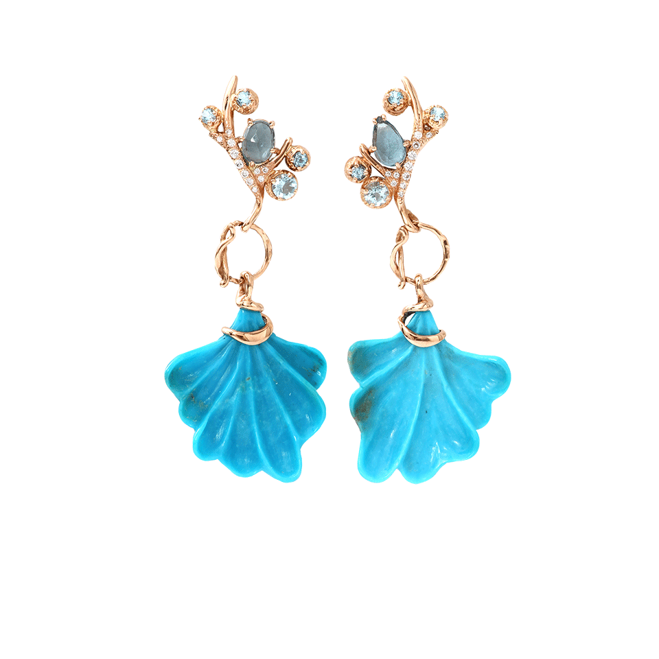 FEDERICA RETTORE-Petalo Earrings With Engraved Turquoise-ROSE GOLD