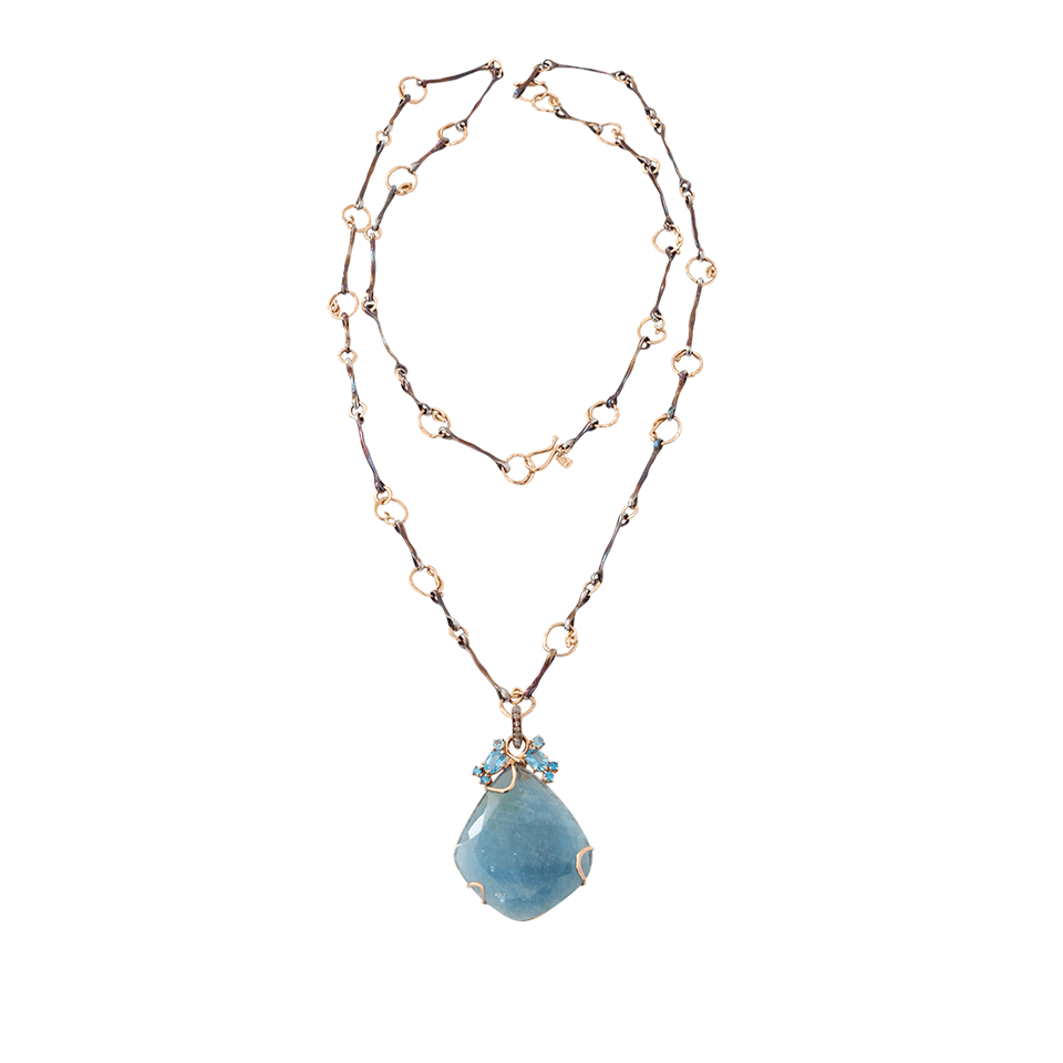 FEDERICA RETTORE-Aquamarine Slice Necklace With Chain-ROSE GOLD