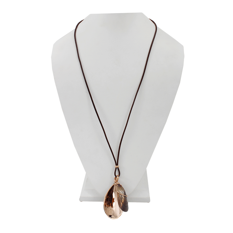 FEDERICA RETTORE-Double Shell Pendant Necklace-ROSE GOLD