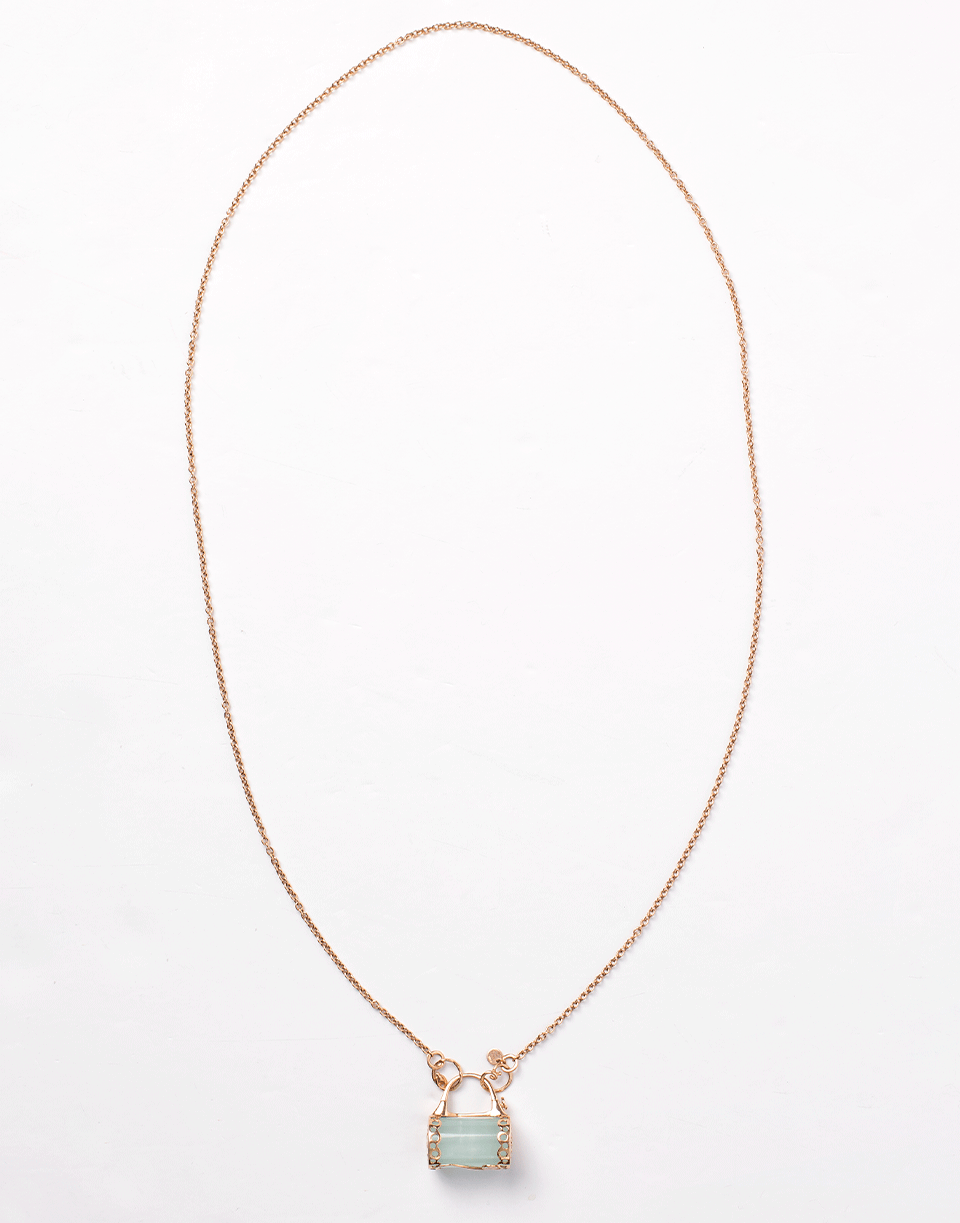 FEDERICA RETTORE-Lucchetto Aquamarine Pendant Necklace-ROSE GOLD