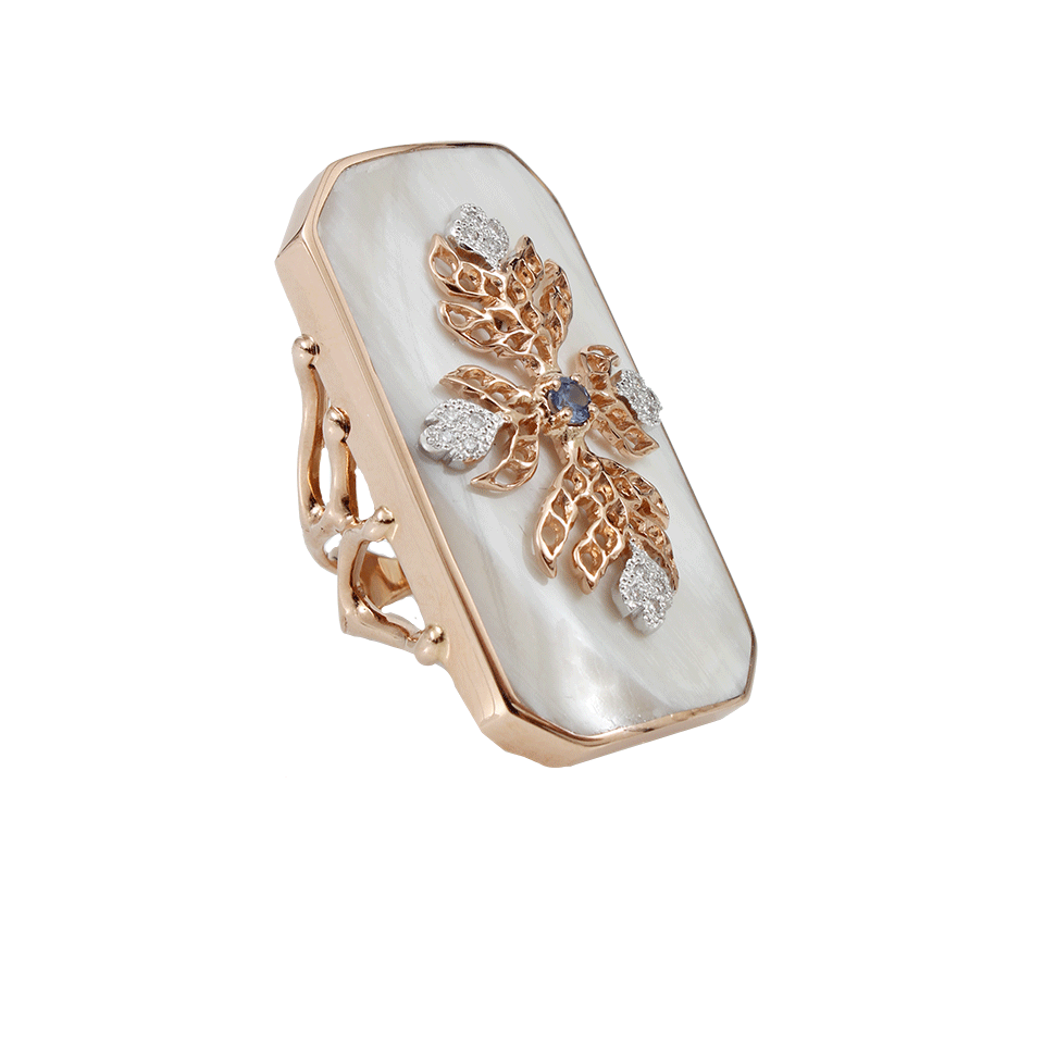 FEDERICA RETTORE-Dawn White Zebu Horn Ring-ROSE GOLD