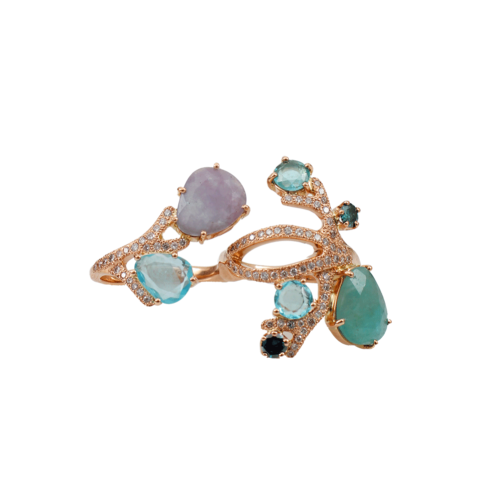 FEDERICA RETTORE-Two Finger Paraiba Tourmaline Ring-ROSE GOLD