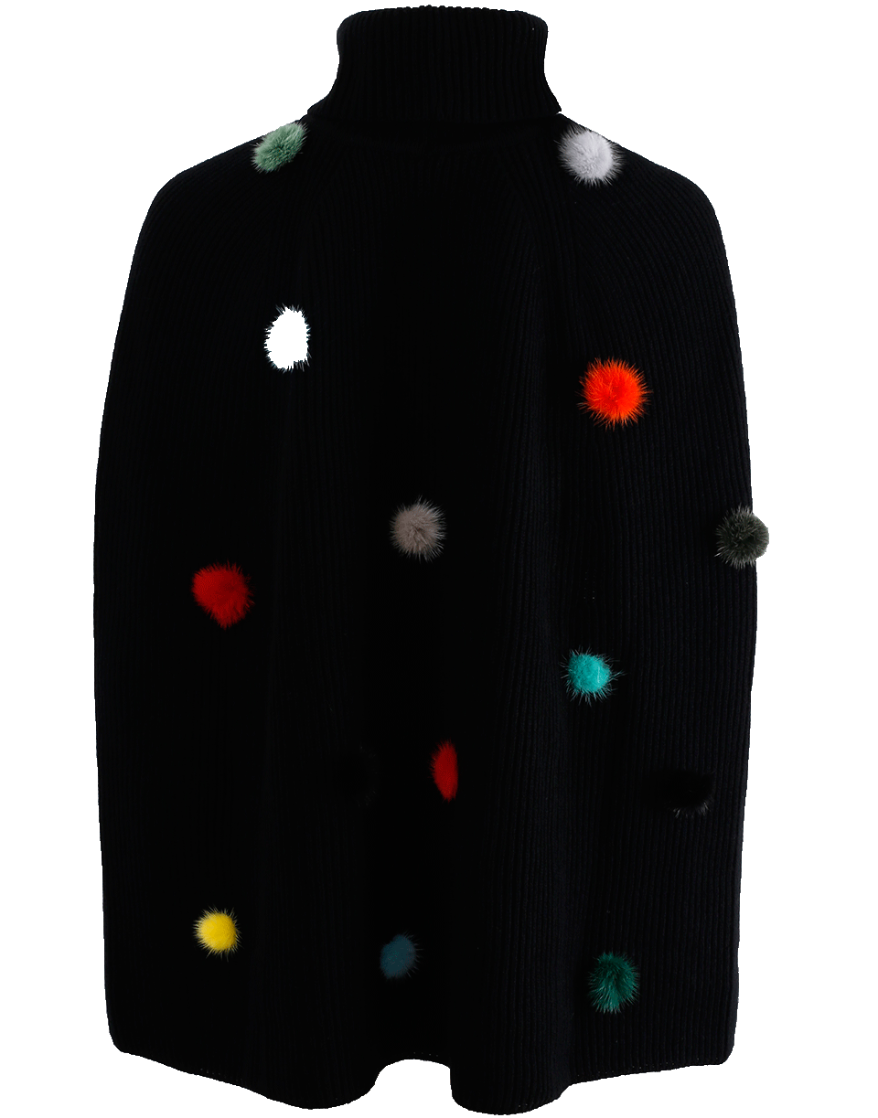 FENDI-Knit Pom Cape-BLACK