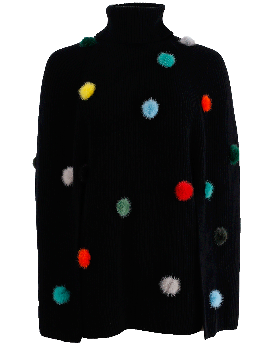 FENDI-Knit Pom Cape-BLACK