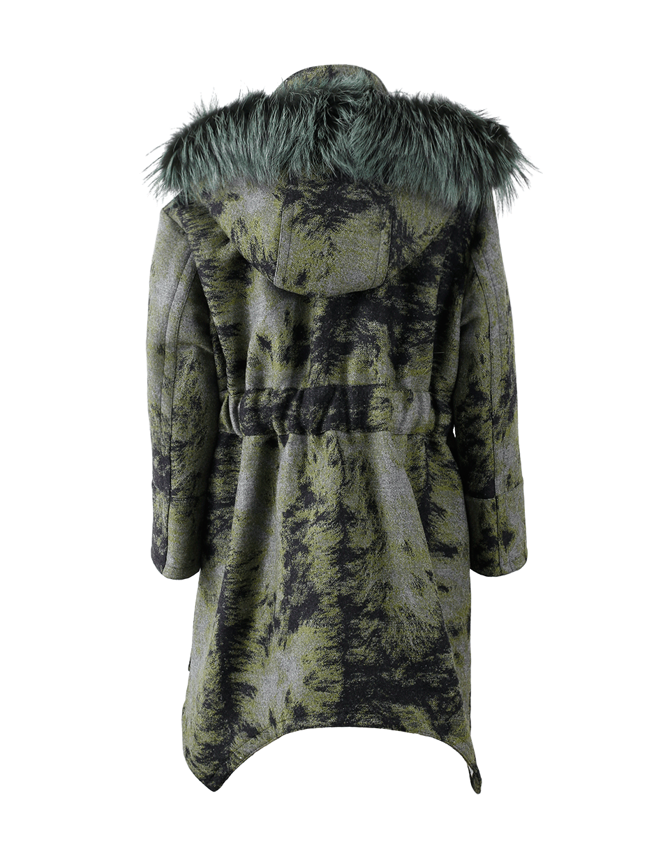 FENDI-Fur Trim Hooded Illusion Coat-