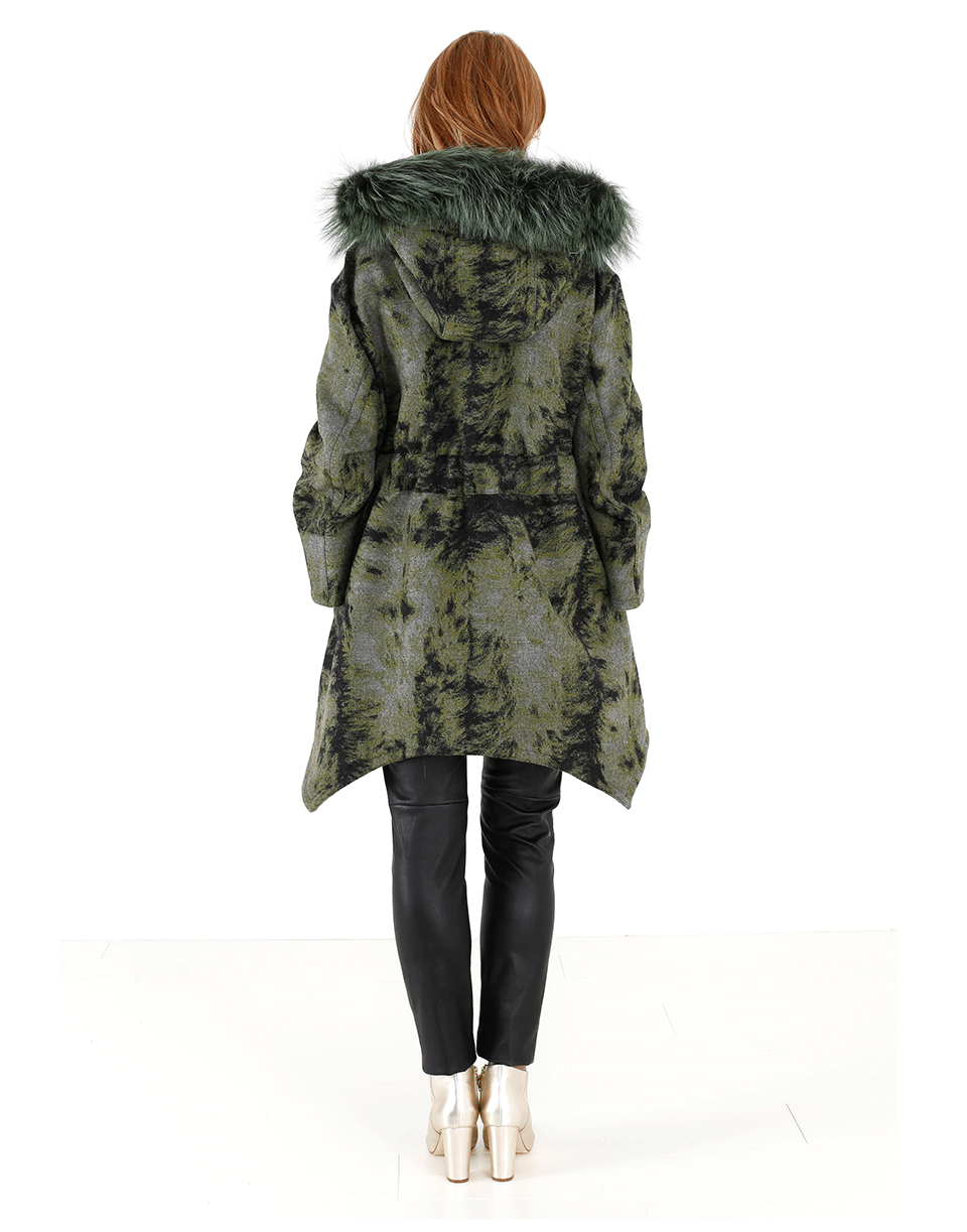 FENDI-Fur Trim Hooded Illusion Coat-
