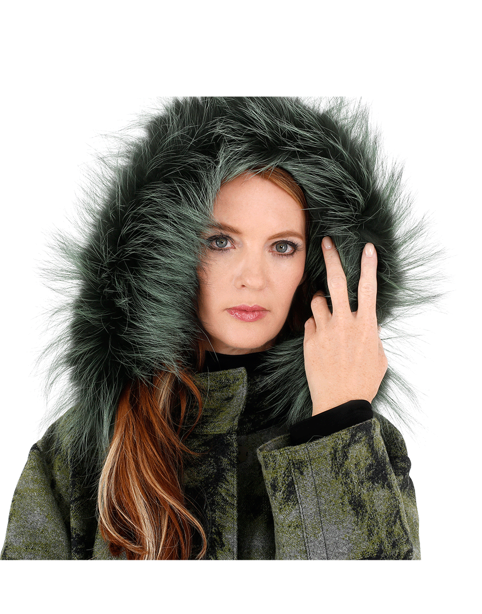 FENDI-Fur Trim Hooded Illusion Coat-