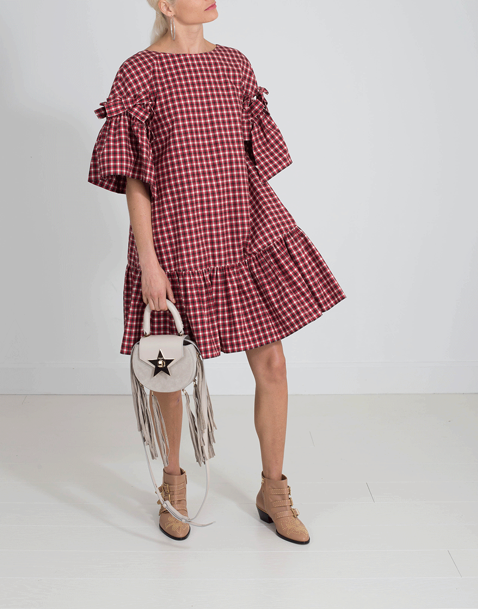 FENDI-Gingham Trapeze Dress-JELLY