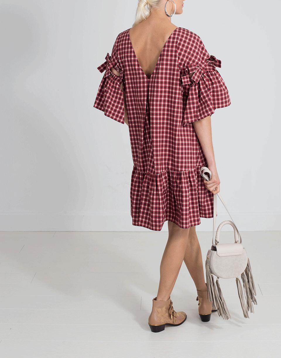 FENDI-Gingham Trapeze Dress-JELLY