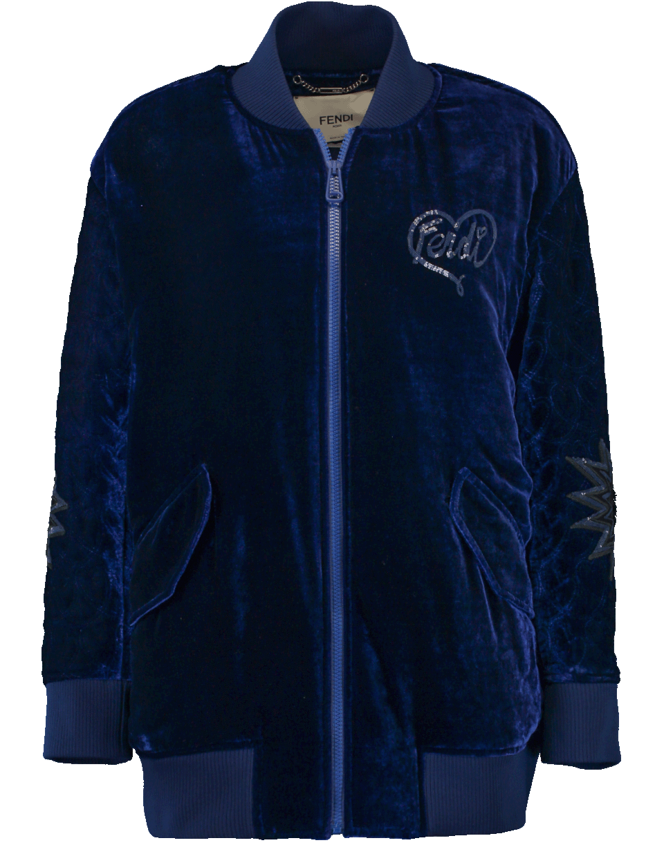 FENDI-Embroidered Velvet Bomber-MUFFIN