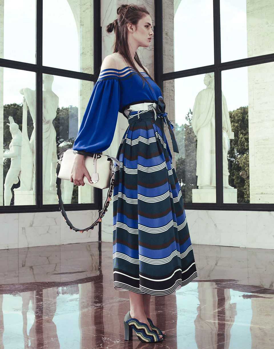 FENDI-Paper Bag Striped Cotton Pant-CLRBLOCK