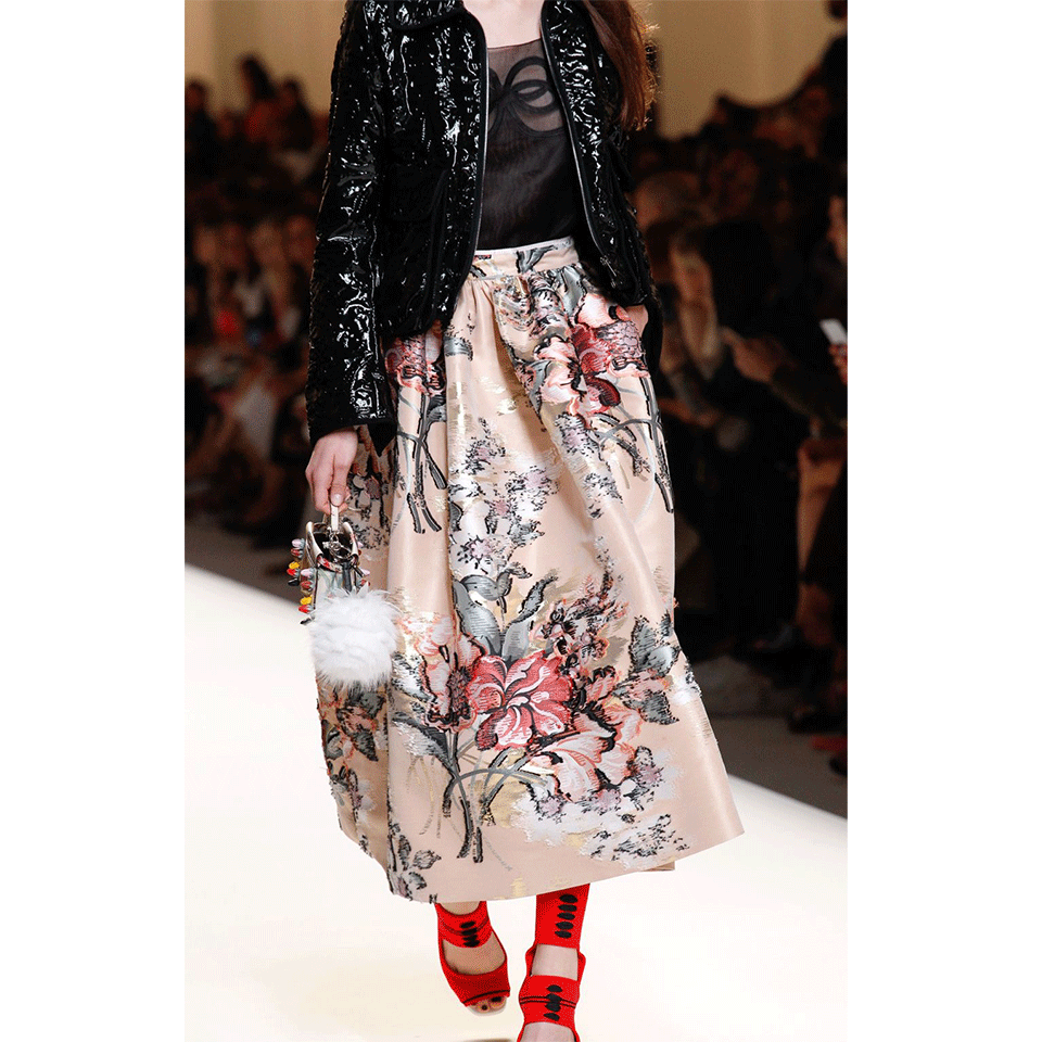 FENDI-Floral Print Full Skirt-