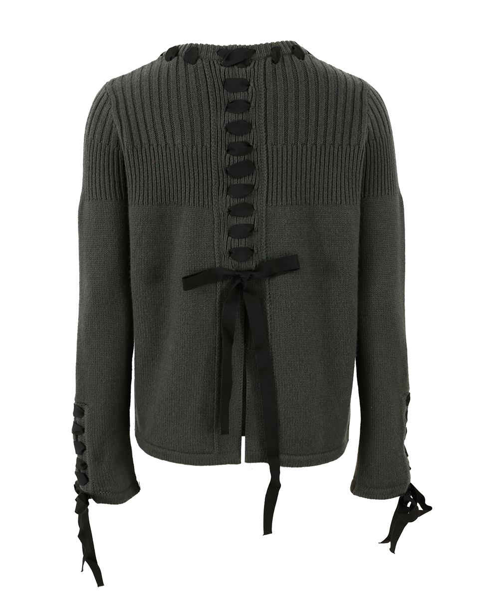 FENDI-Ribbon Split Back Top-