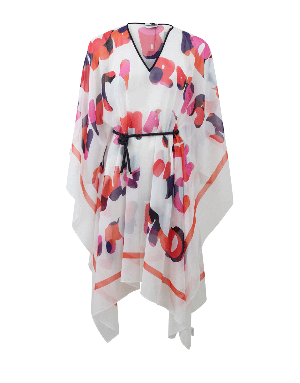 FENDI-Logo Beach Caftan-WHITE