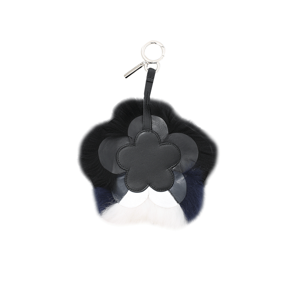 FENDI-Flower Fur Keychain-BLK/BLU