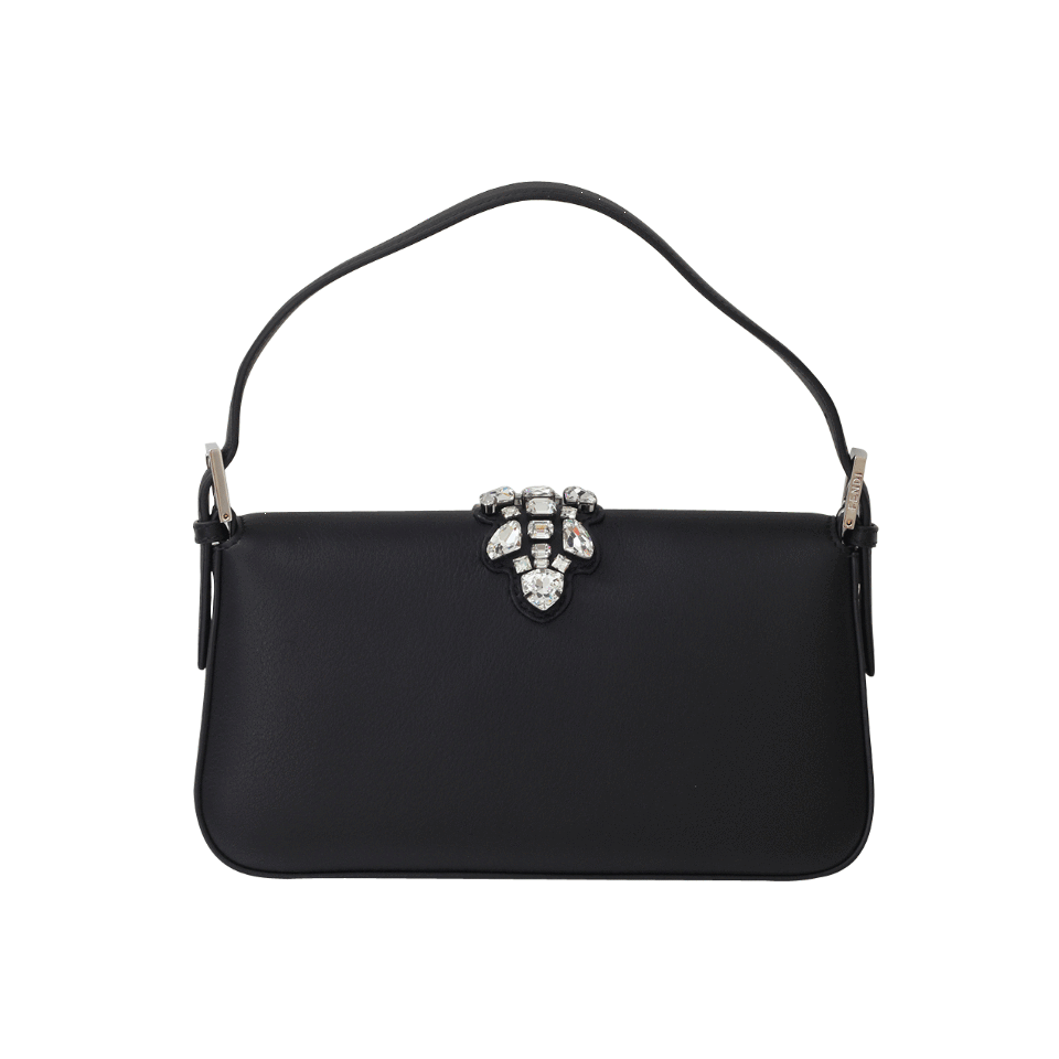 FENDI-Crystal Embellished Baguette-BLACK