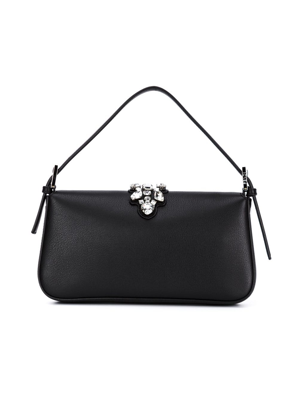 FENDI-Crystal Embellished Baguette-BLACK