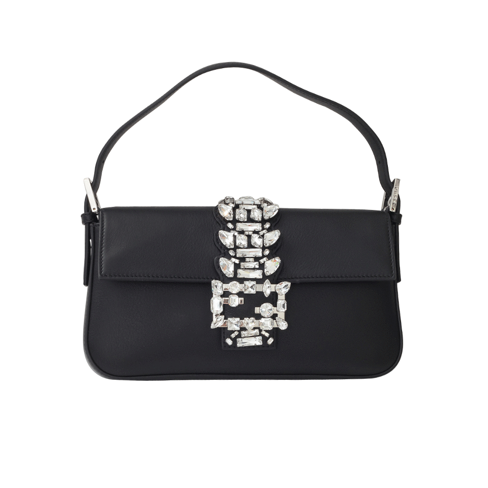 FENDI-Crystal Embellished Baguette-BLACK