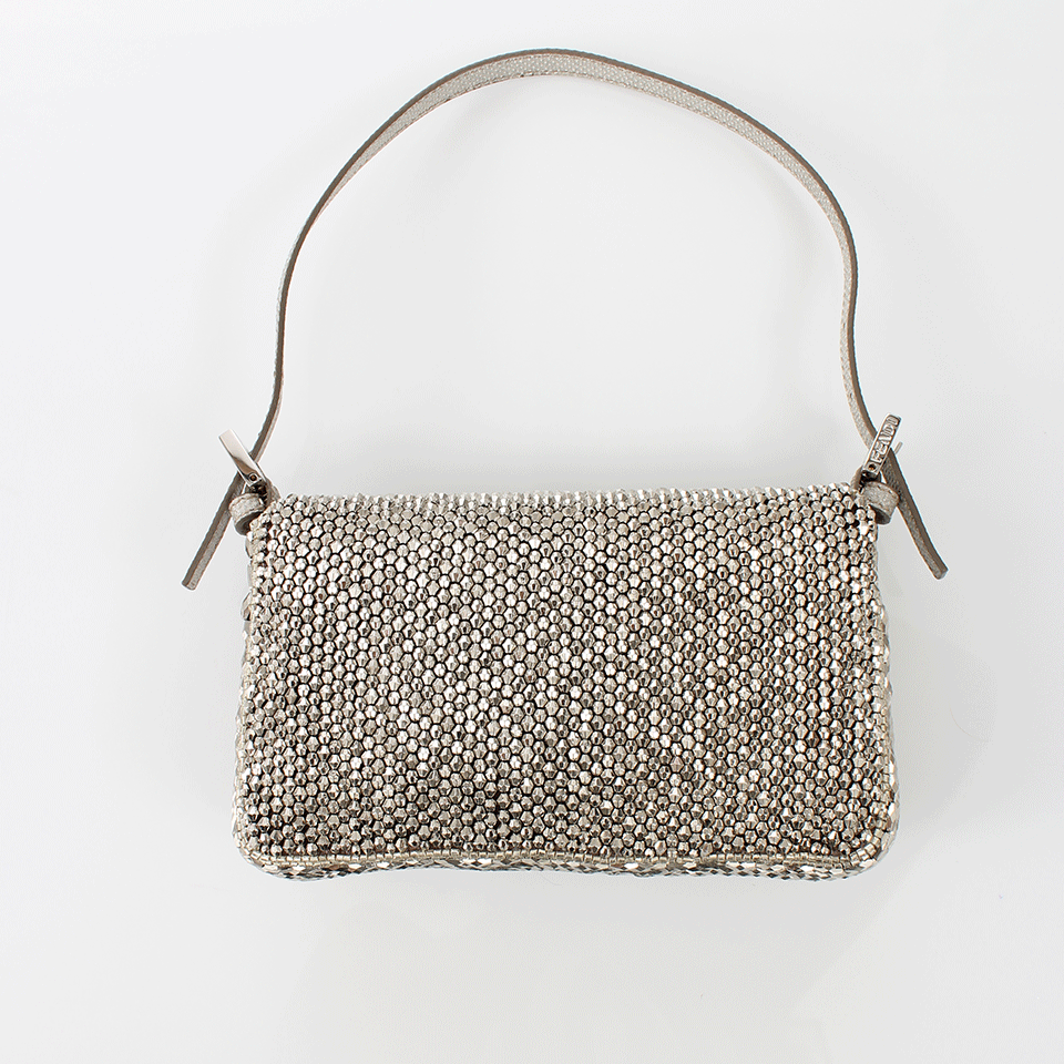 FENDI-Mini Beaded Baguette-SILVER