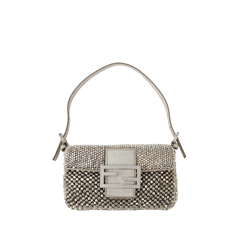FENDI-Mini Beaded Baguette-SILVER