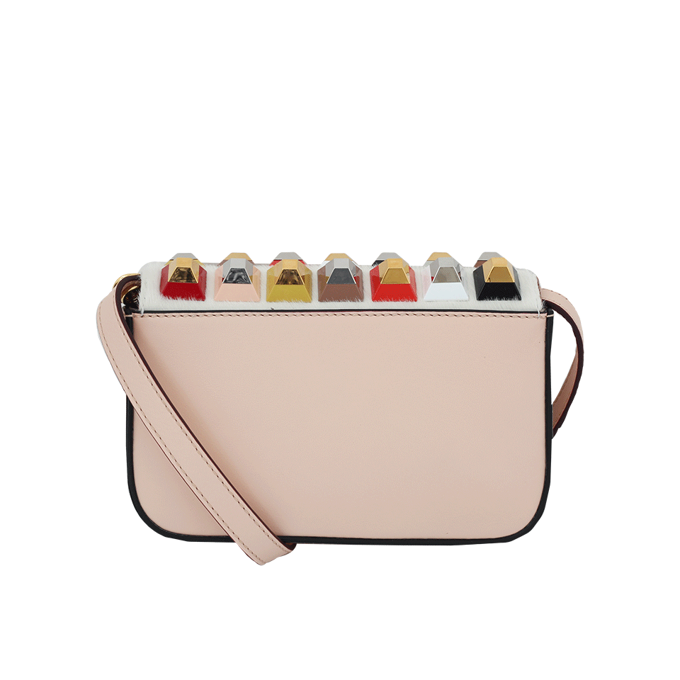 FENDI-Pyramid Studded Baguette Mini-WHT/PNK