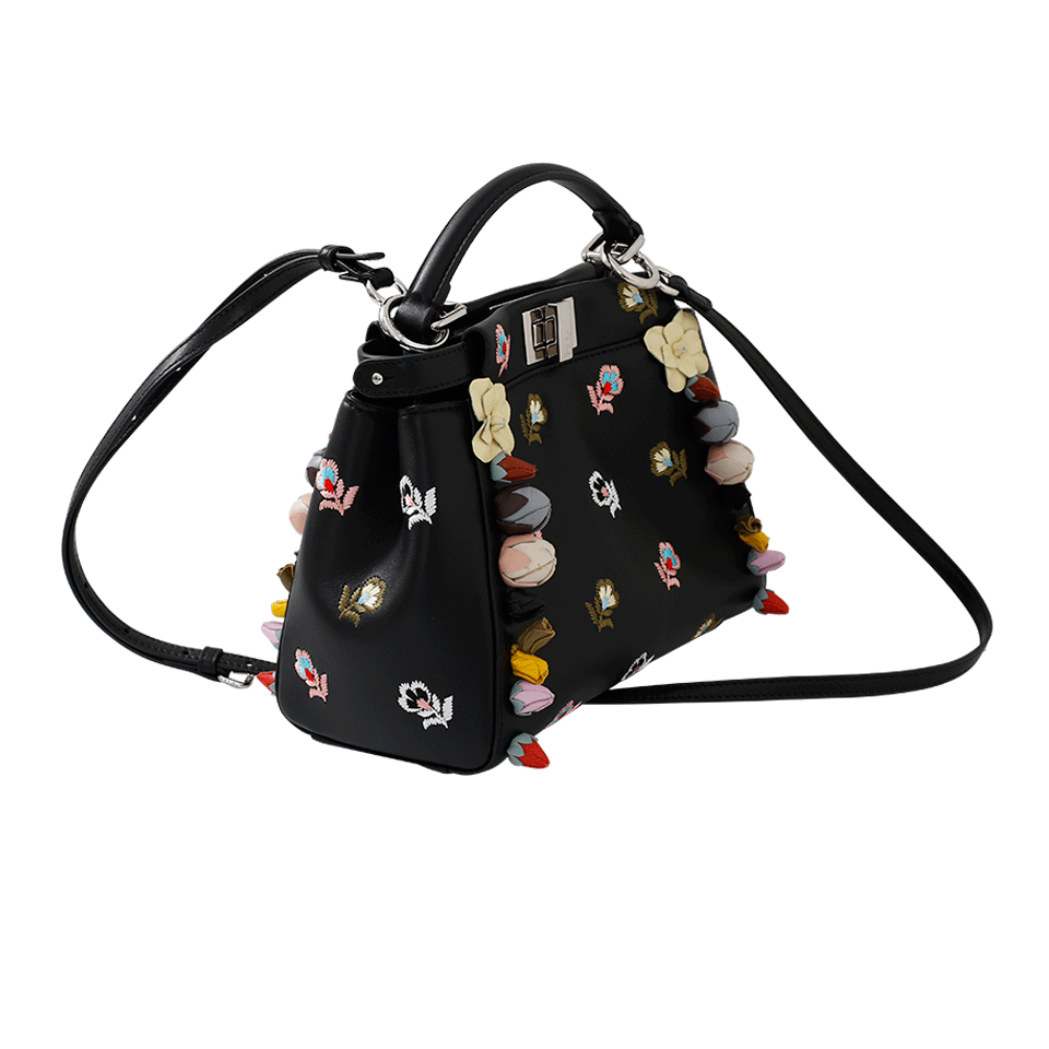 FENDI-Flower Mix Peekaboo Mini-BLACK