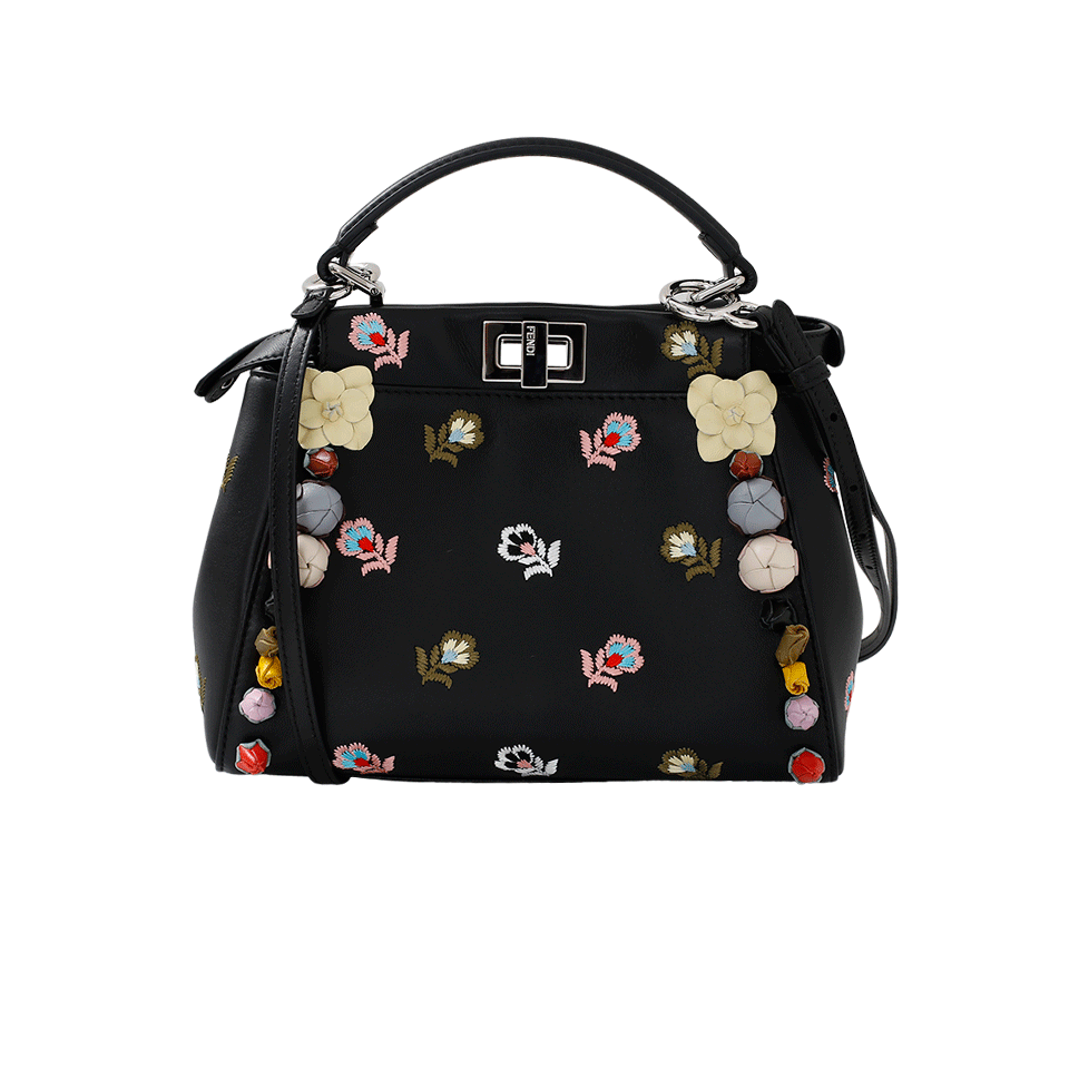 FENDI-Flower Mix Peekaboo Mini-BLACK