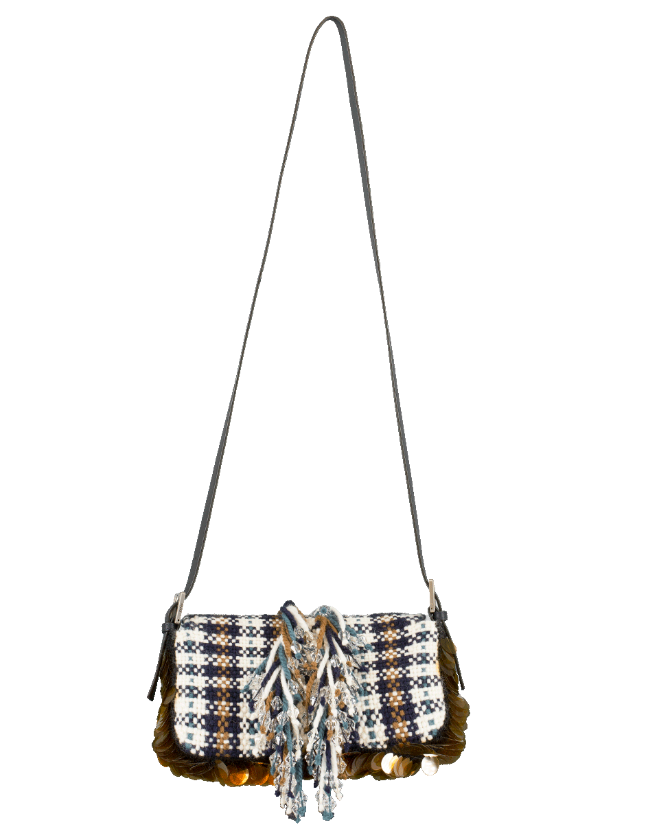 FENDI-Woven Tartan Baguette-BLUE/TOB