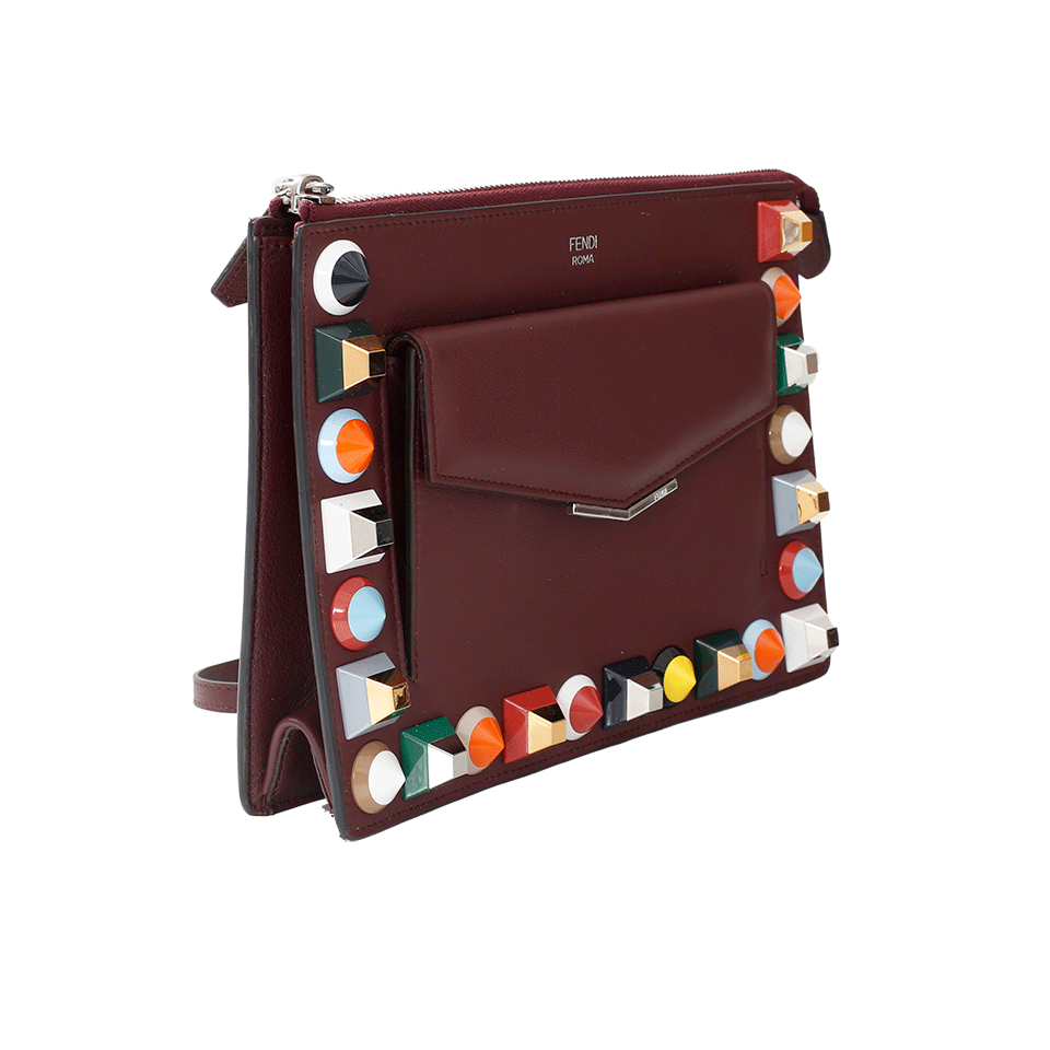 FENDI-2Jours Studded Pouch-BORDEAUX