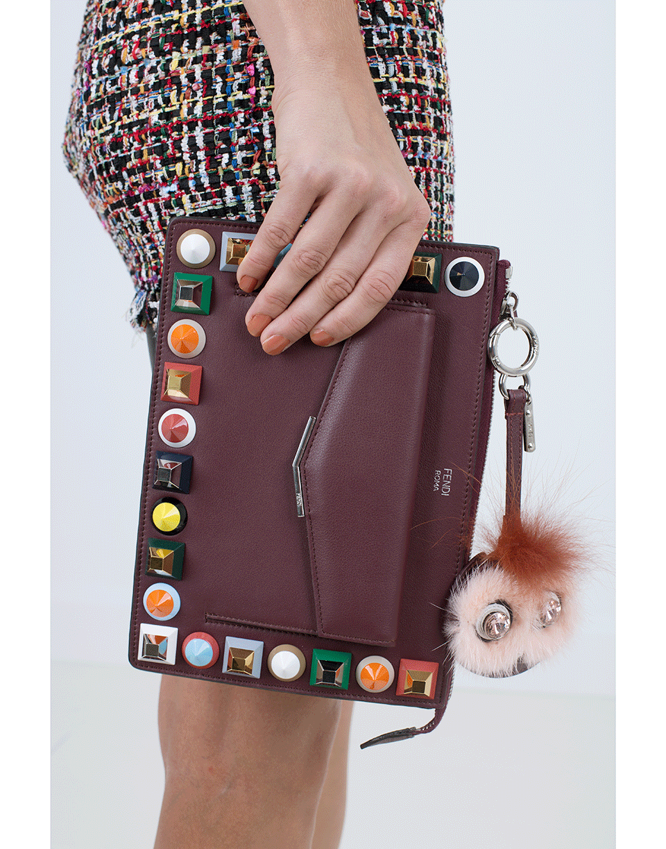 FENDI-2Jours Studded Pouch-BORDEAUX