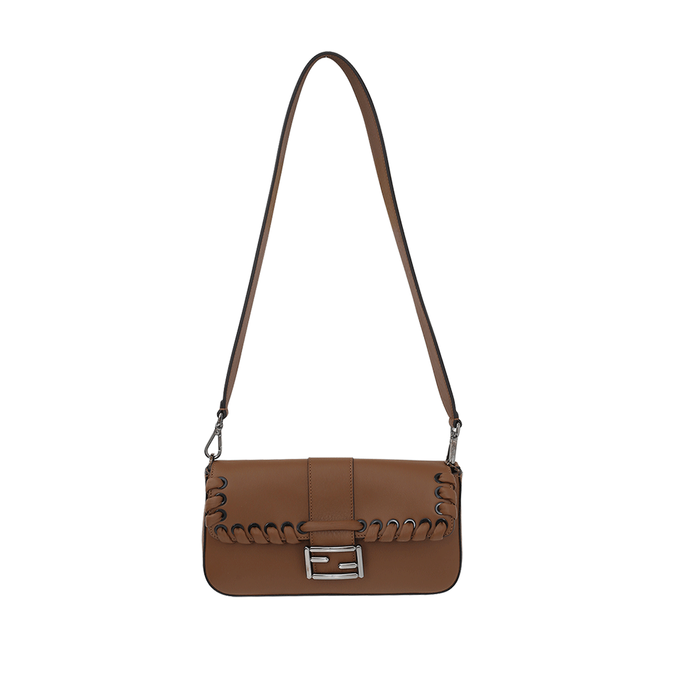 FENDI-Whipstitch Baguette-BRN/BLK
