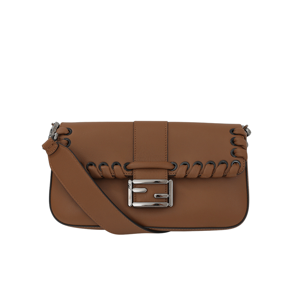 FENDI-Whipstitch Baguette-BRN/BLK