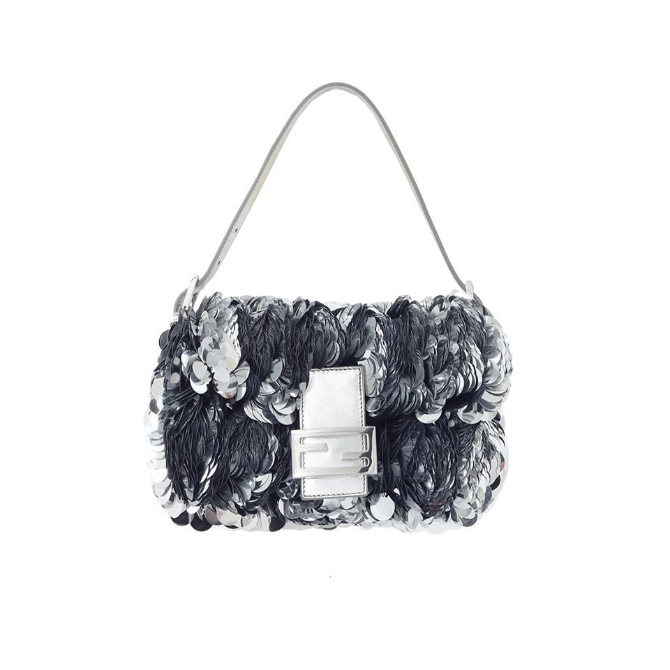 FENDI-Baguette Paillette-Embellished Bag-SILVER