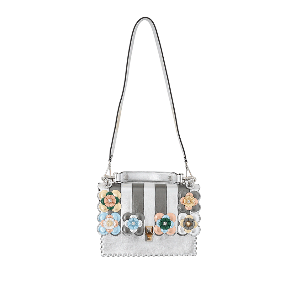 FENDI-Kan I Metallic Flower Bag-SILVER