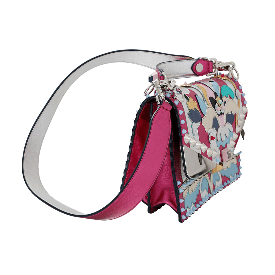 FENDI-Floral Mirrored Catalan Handbag-SLVR/PNK
