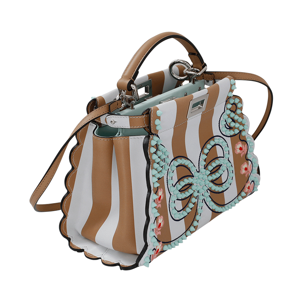FENDI-Stripe And Studded Peekaboo-WHITE