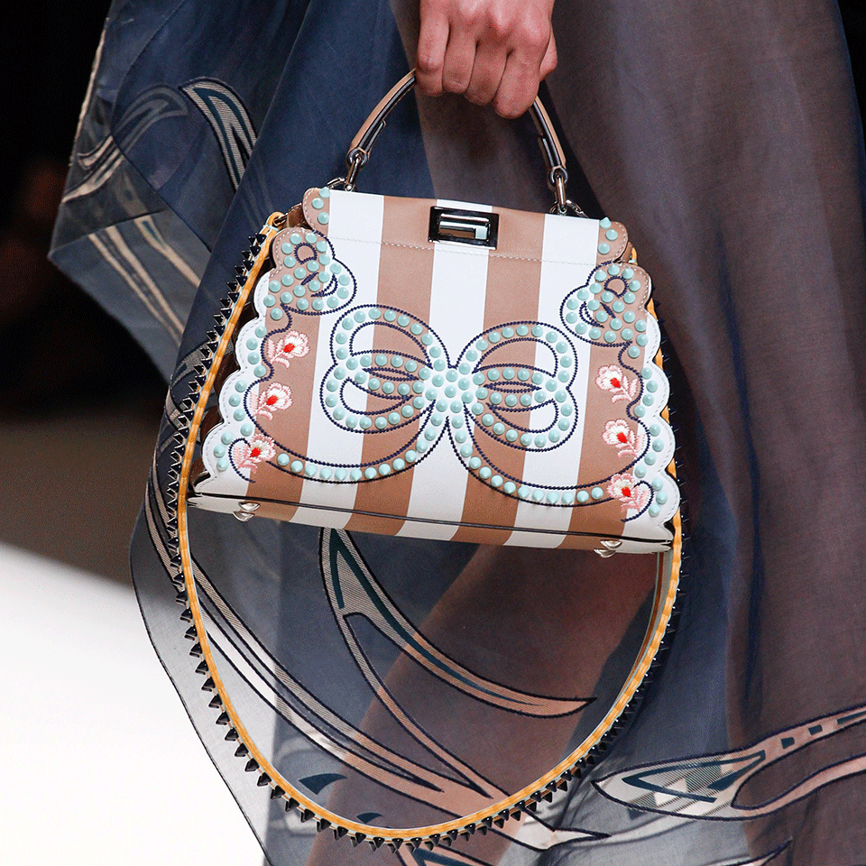 FENDI-Stripe And Studded Peekaboo-WHITE